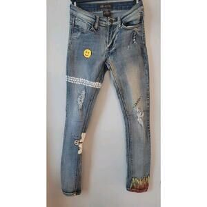 ABM Jeans Womans Sz. 0 Cotton Blend Artisan Painted Grunge Graffiti